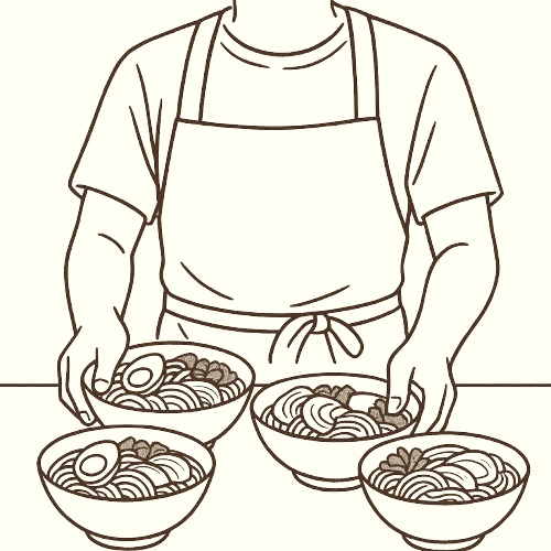 ラーメンを出す店主